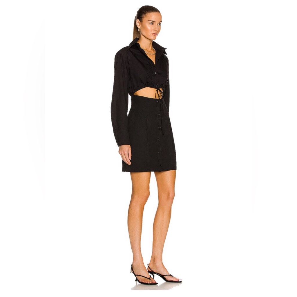 Revolve Matthew Bruch Cutout Mini Shirt Black Dress 100% Cotton